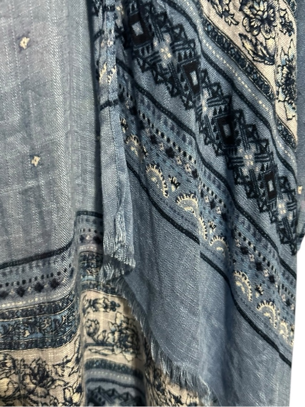 American Eagle Raw Fray Light Blue Patterned Duster Kimono One Size - Picture 6 of 9